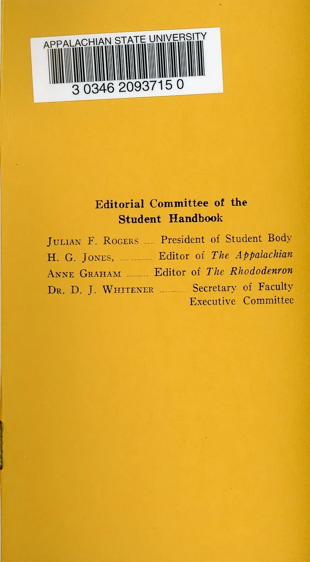 Back cover of the 1948 Student Handbook