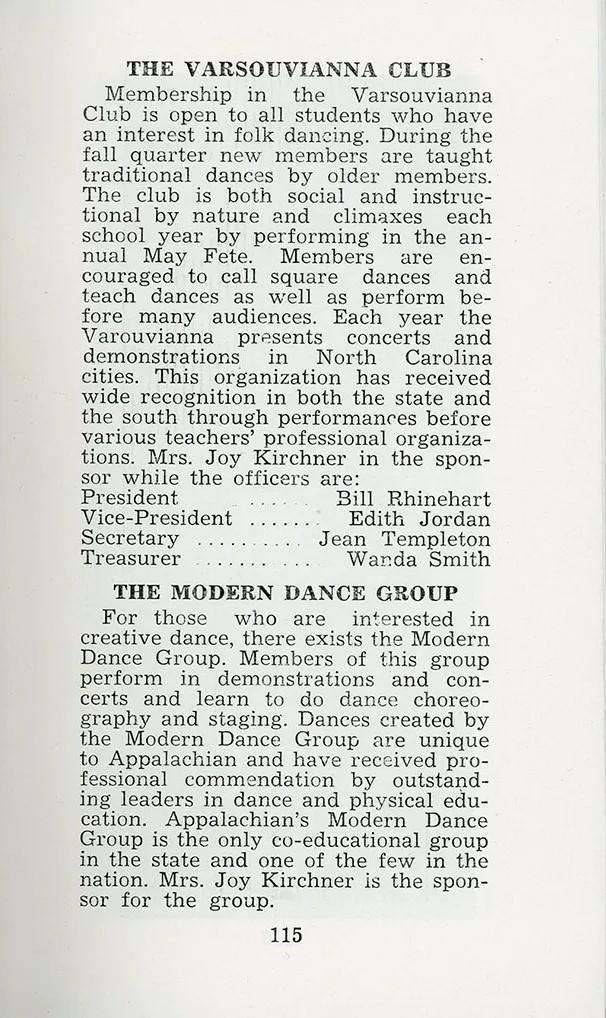 Page 115 of the 1955-1956 Student Handbook