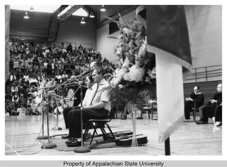 Doc and Merle Watson at the commencement ceremony