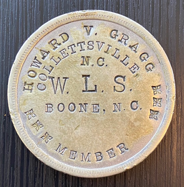 Watauga Literary Society Membership Coin Howard Vernon Gragg reverse