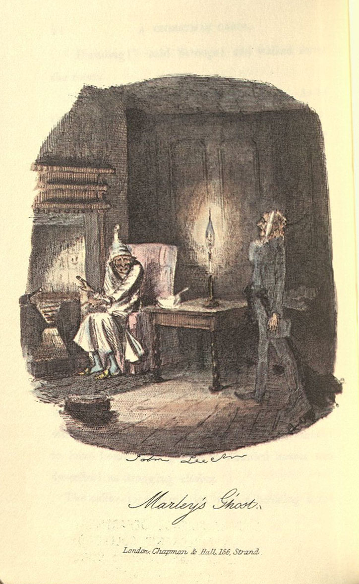 Marley’s Ghost illustration--From a facsimile of A Christmas Carol.  Note John Leech’s signature under the engraving.  Part of the General Rare Book collection.