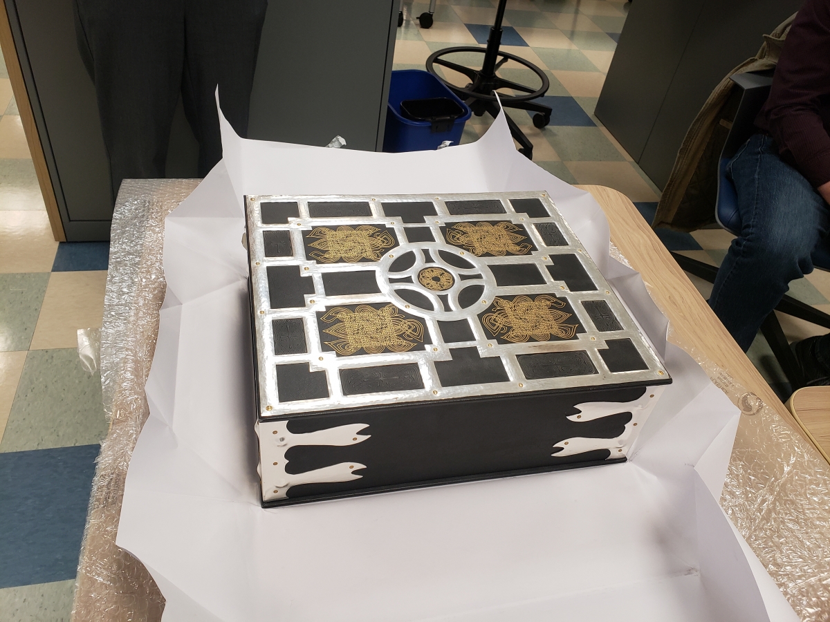 The Book of Kells facsimile being unpacked