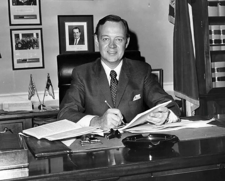 Congressman Broyhill at his desk