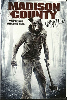 Cover of Madison County Unrated DVD with a figure of a pig-headed person.