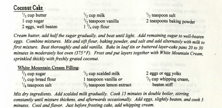 recipe for Coconut Cake