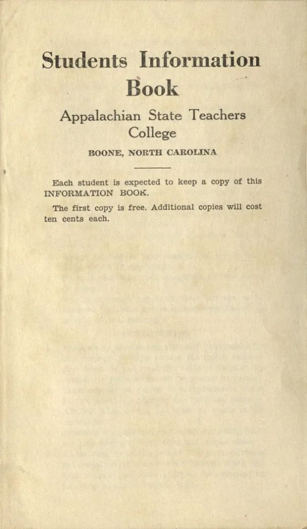 Cover of Student Information Book 1930