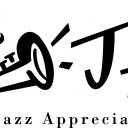 Simple illustration of a person playing a horn instrument and wearing a beret. On the right of the image is the text