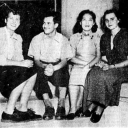 The foreign students present in 1950. From left to right: Jutta Meyfarth, Hector Sosa, Ming Sung, and Anneliese Schroeder
