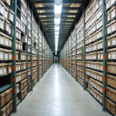 Records boxes archived on shelves