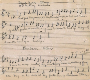 Music notes of Black Jack Davy and Barbara Allen