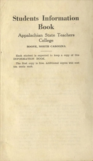 Cover of Student Information Book 1930