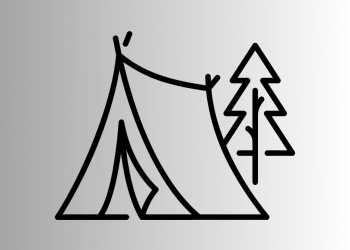 Icon of a camping tent and tree