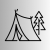 Icon of a camping tent and tree
